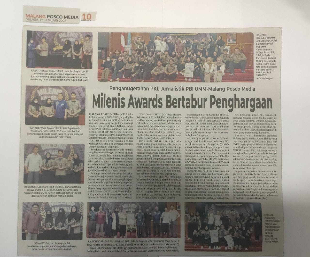 Milenis Awards Bertabur Penghargaan - Malang Posco Media - UMM Dalam ...